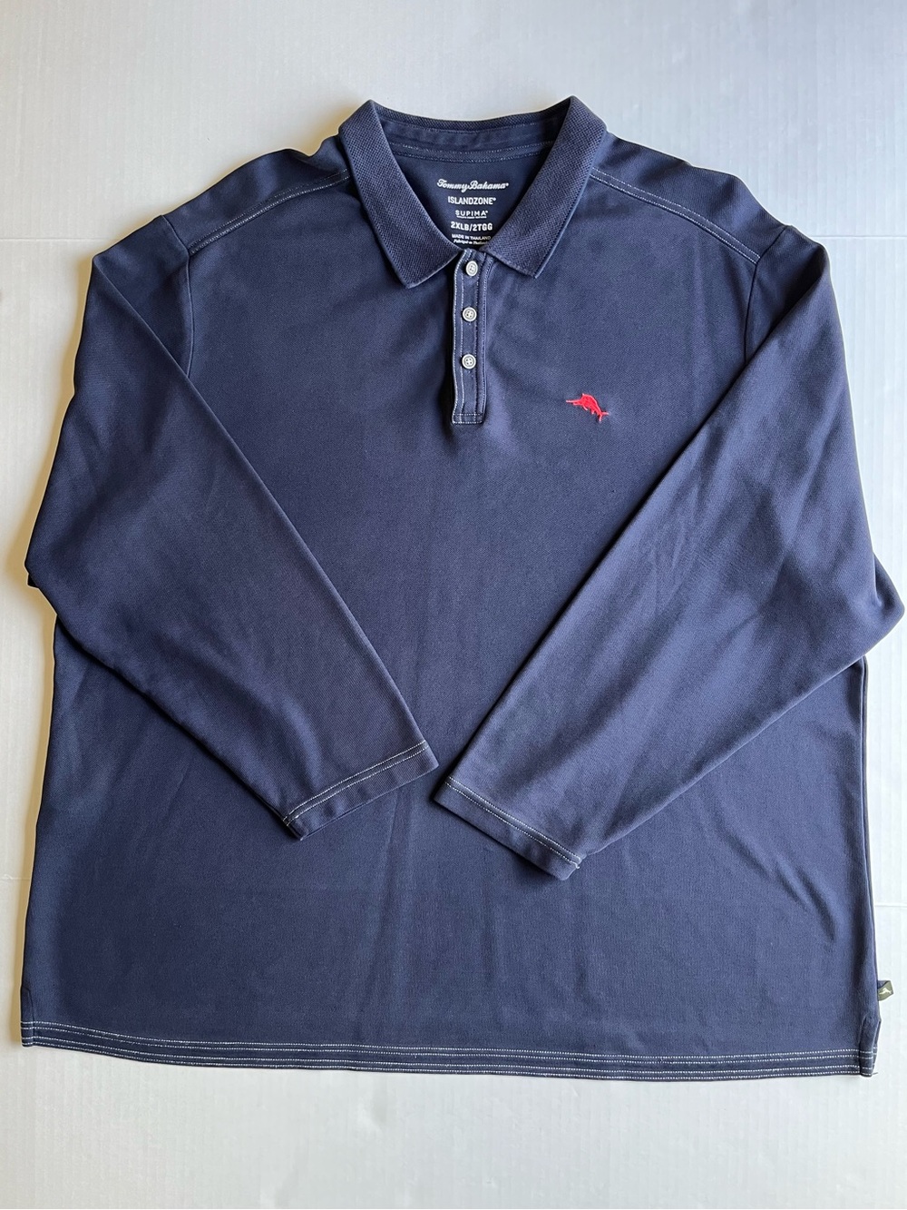 Tommy Bahama Men’s Islandzone Blue Long Sleeve Supima Polo Shirt 2XLB